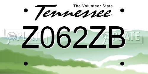 Z062ZB Tennessee License Plate