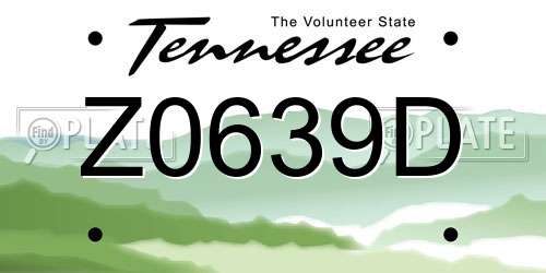 Z0639D Tennessee License Plate