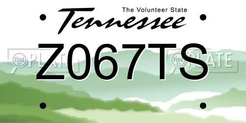 Z067TS Tennessee License Plate