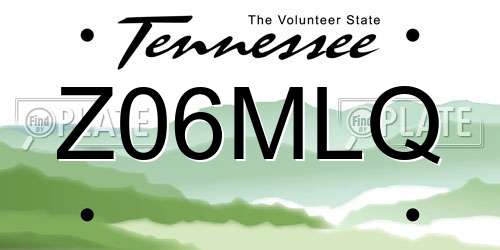 Z06MLQ Tennessee License Plate