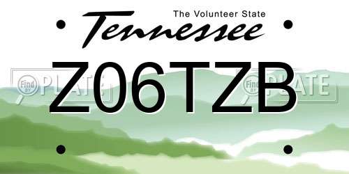 Z06TZB Tennessee License Plate