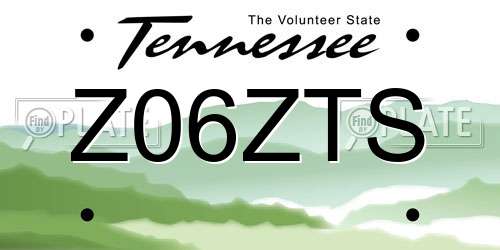 Z06ZTS Tennessee License Plate