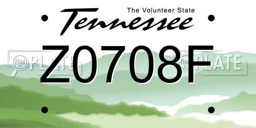 Z0708F Tennessee License Plate
