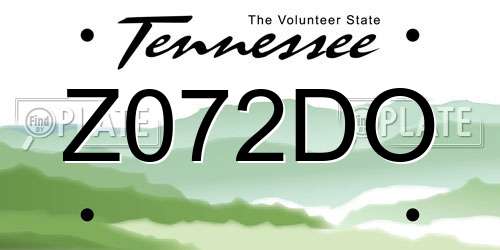 Z072DO Tennessee License Plate