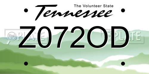 Z072OD Tennessee License Plate
