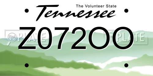 Z072OO Tennessee License Plate