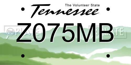 Z075MB Tennessee License Plate