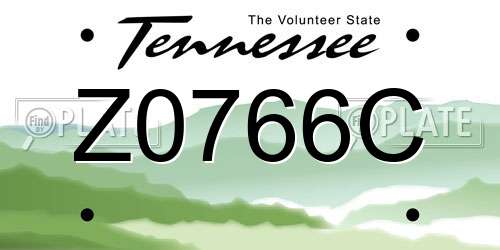 Z0766C Tennessee License Plate