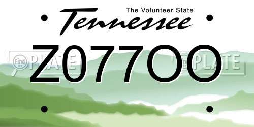 Z077OO Tennessee License Plate