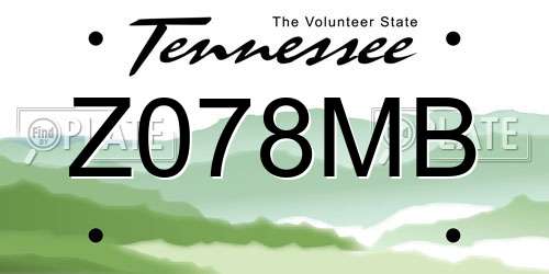 Z078MB Tennessee License Plate