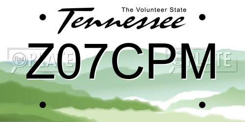 Z07CPM Tennessee License Plate