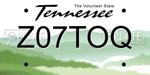 Z07TOQ Tennessee License Plate