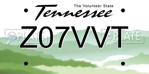 Z07VVT Tennessee License Plate