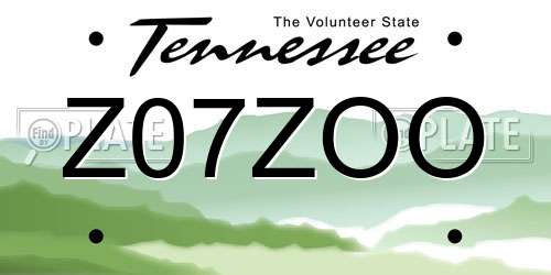 Z07ZOO Tennessee License Plate