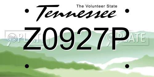 Z0927P Tennessee License Plate