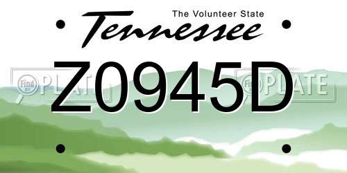 Z0945D Tennessee License Plate