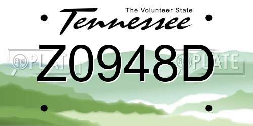 Z0948D Tennessee License Plate