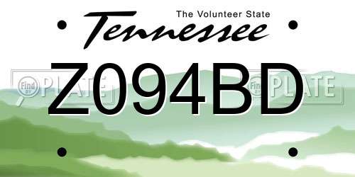 Z094BD Tennessee License Plate