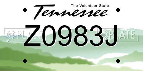 Z0983J Tennessee License Plate