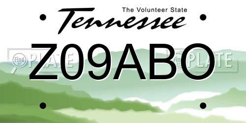 Z09ABO Tennessee License Plate