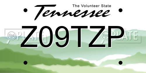 Z09TZP Tennessee License Plate