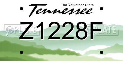 Z1228F Tennessee License Plate