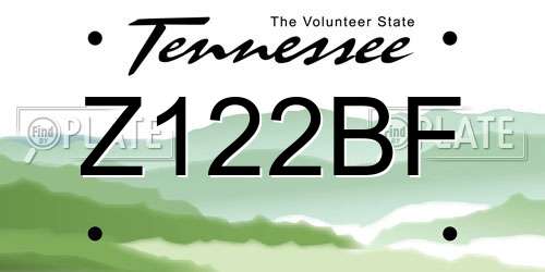 Z122BF Tennessee License Plate