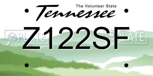 Z122SF Tennessee License Plate