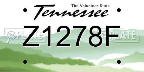 Z1278F Tennessee License Plate