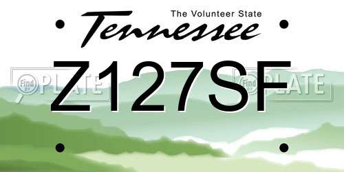 Z127SF Tennessee License Plate