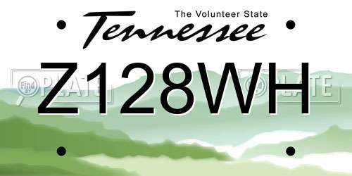 Z128WH Tennessee License Plate