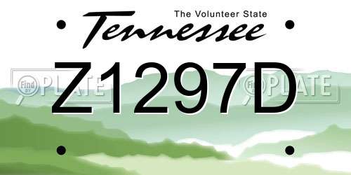 Z1297D Tennessee License Plate
