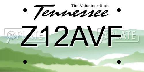 Z12AVF Tennessee License Plate