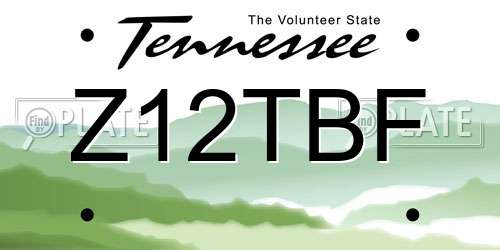 Z12TBF Tennessee License Plate