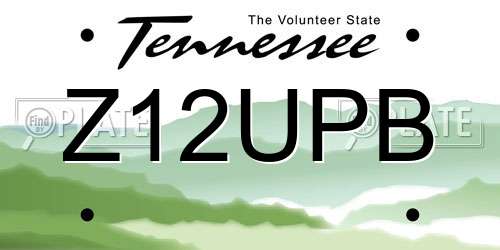 Z12UPB Tennessee License Plate