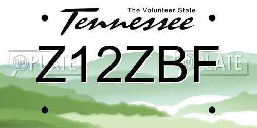 Z12ZBF Tennessee License Plate