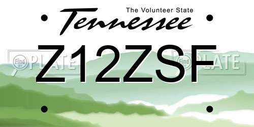 Z12ZSF Tennessee License Plate
