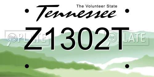Z1302T Tennessee License Plate