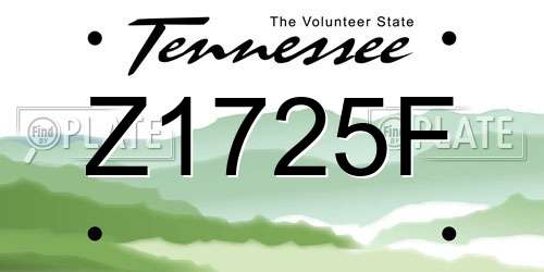 Z1725F Tennessee License Plate