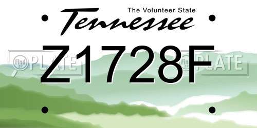 Z1728F Tennessee License Plate