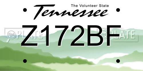 Z172BF Tennessee License Plate