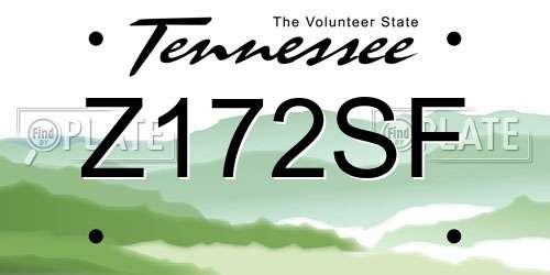 Z172SF Tennessee License Plate