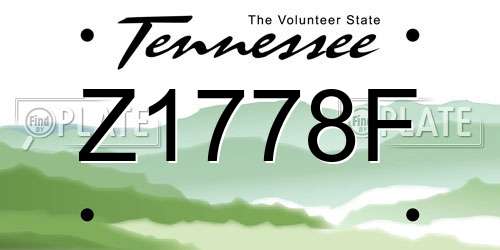 Z1778F Tennessee License Plate