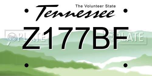 Z177BF Tennessee License Plate