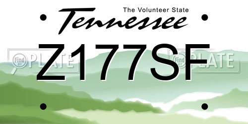 Z177SF Tennessee License Plate