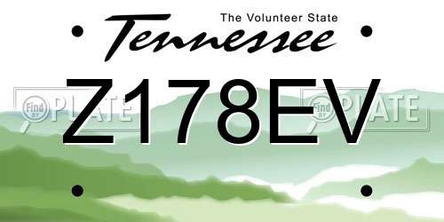 Z178EV Tennessee License Plate