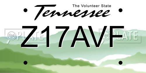 Z17AVF Tennessee License Plate