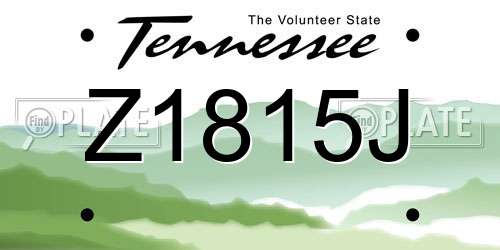 Z1815J Tennessee License Plate