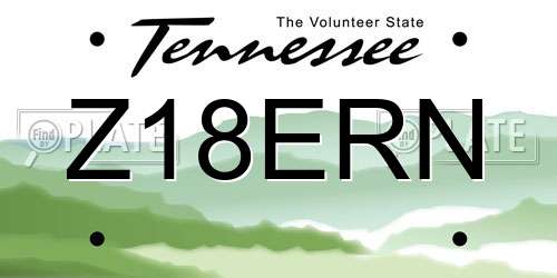 Z18ERN Tennessee License Plate