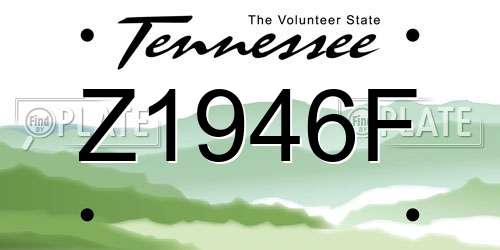 Z1946F Tennessee License Plate